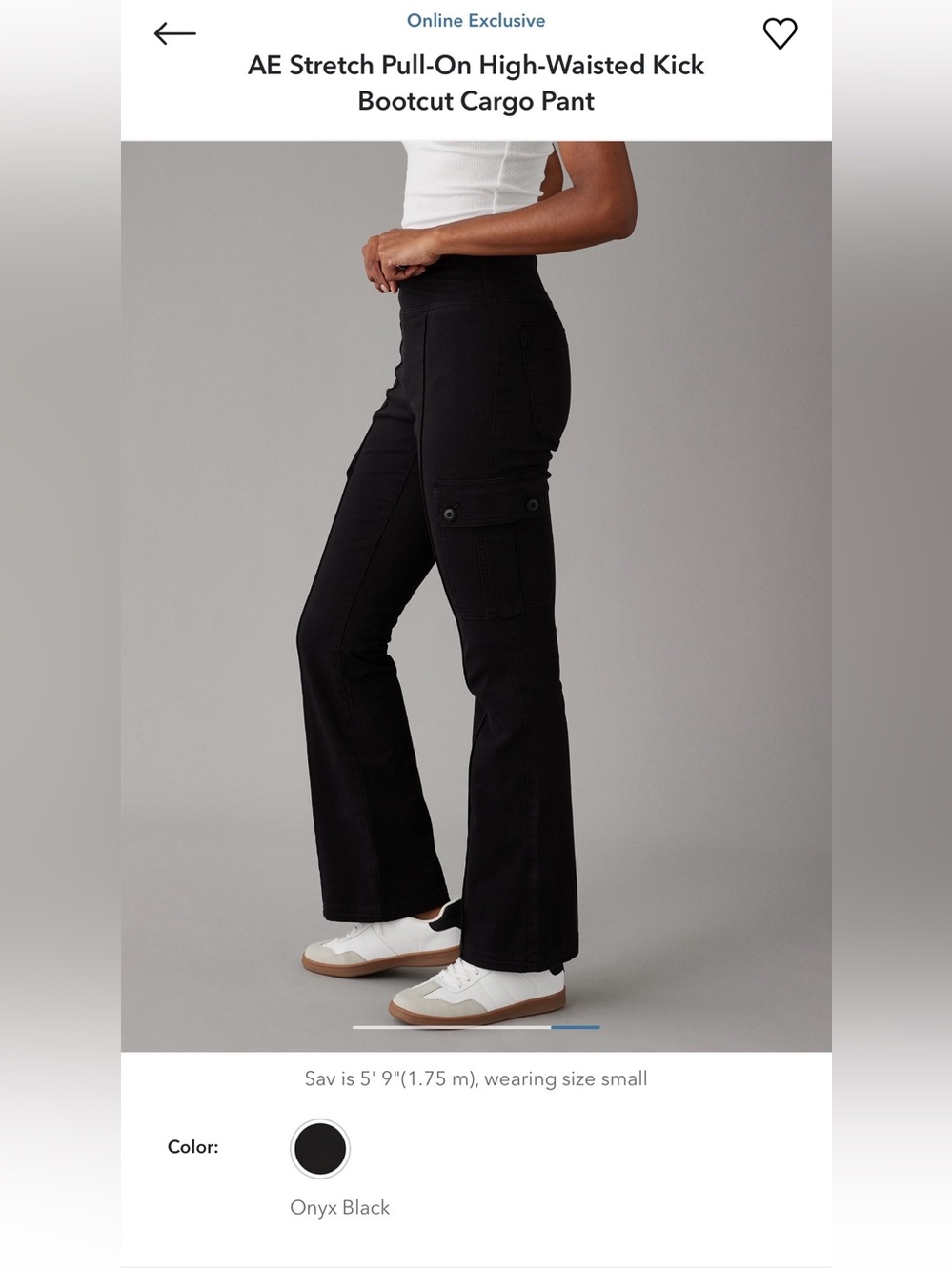 AE Stretch Pull-On High-Waisted Kick Bootcut Cargo Pant - Picture 6 of 6